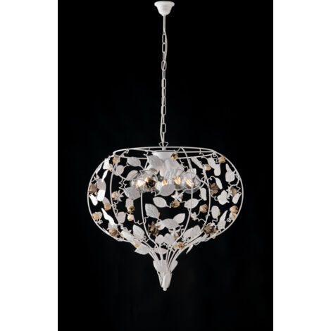 Bonetti Illumina -  Bella – Shabby-Kronleuchter aus weiß lackiertem Eisen, 5 Lichter, 125 – Ø68 – BL196-5-BCO