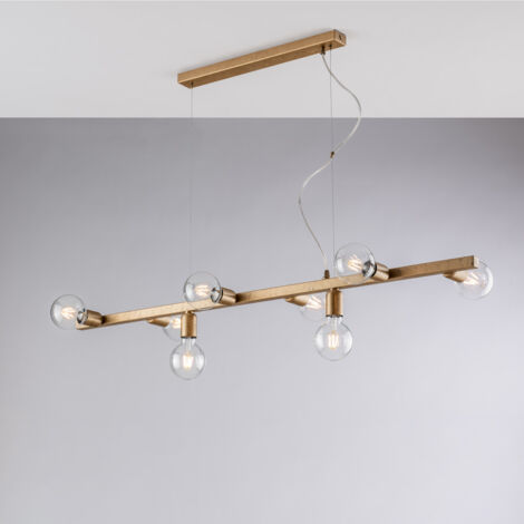 Bonetti Illumina -  Fabian – Pendelleuchte aus schwarz und gold lackiertem Eisen, 8 Lichter, L. 121 x 16 – BL293-8-OR