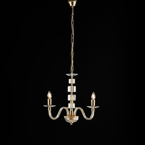 Bonetti Illumina -  Franz - Goldkronleuchter mit transparentem Glas und Strasssteinen 3 Lichter 110 - Ø43 - BL275-3-OR