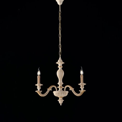 Bonetti Illumina -  Leonardo - Kronleuchter aus Elfenbeinholz und Blattgold 3 Lichter 117 - Ø43 - BL180-3-AV