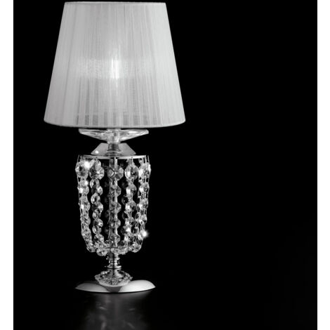 Bonetti Illumina - Mozart - Tischlampe aus Eisen und verchromtem Messing mit 1 Lampenschirm H.40 - Ø20 - BL189-LT-CR