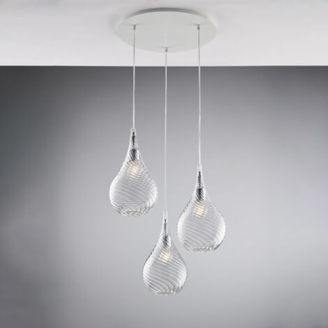 Bonetti Illumina -  Pluvia - Eisenaufhängung mit transparentem Pyrexglas 3 Lichter 141 - Ø50 - BL264-S3-TR