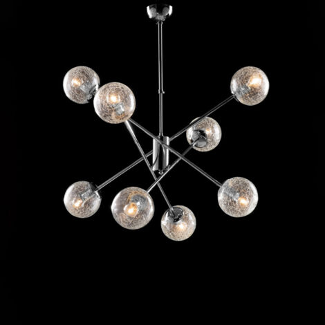 Bonetti Illumina -  Tresor – Aufhängung aus poliertem Chrom-Eisen, 8 Lichter, 100 – Ø73 – BL215-8-CR