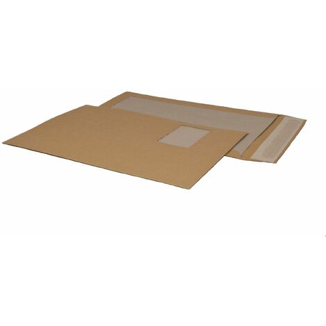 Bong 14008 - Buste C4 in cartoncino kraft da 120 g/m², con retro in cartone grigio da 450 g/m², dotate di chiusura adesiva protetta da linguetta, 100 pezzi, colore marrone