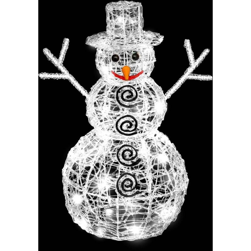 Bonhomme de neige lumineux extérieur blanc froid H60cm 100 led + transfo - Feeric lights & christmas