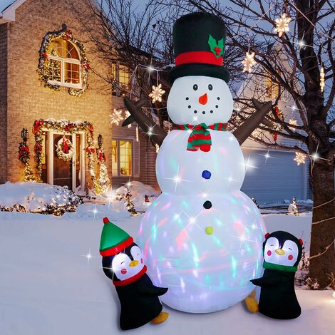 Décorations gonflables de Noël de 1,5 M, bonhomme de neige gonflable de  Noël avec lumières LED rotatives pour décorations de Noël de jardin  extérieur