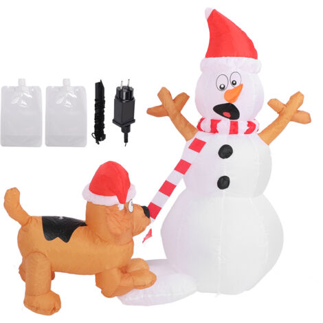 Bonhomme de neige gonflable de 3,6 pieds avec morsure de chien, lumières LED blanches, décorations de jardin et de cour, résistant à l'eau IP44, prise ue de noël 220-240V