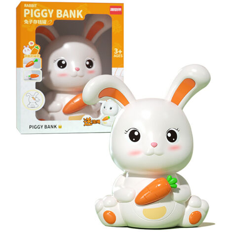 Bonita hucha de plástico con forma de conejo, gran capacidad, regalo para niños, protección anticaídas, hucha de plástico con forma de animal