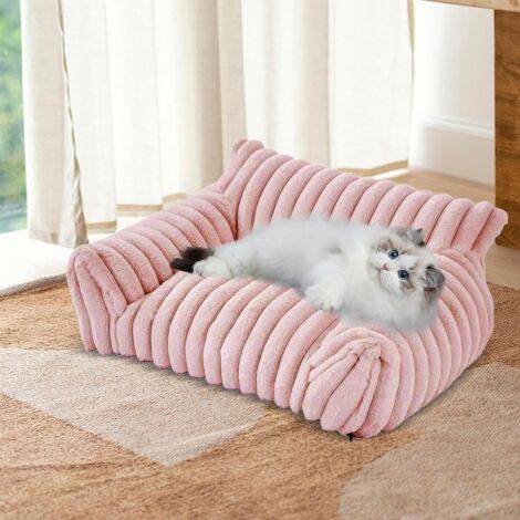 Bonito sofá para gatos: sofá de felpa con pana suave de alta calidad, cama mullida con funda extraíble y lavable, silla de apoyo para gatos de interior, 50 x 40 x 20 cm (tamaño pequeño).