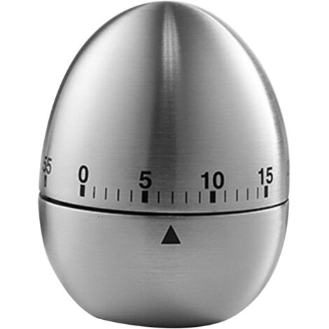 Bonito temporizador de cocina con forma de huevo, manual, mecánico, de acero inoxidable, con alarma giratoria, para la gestión del tiempo y el deporte. Temporizador de 60 minutos con cuenta atrás, dis