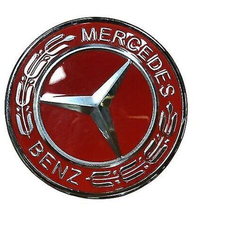 Bonnet Badge Emblème 57mm Rouge/argent Mercedes Bonnet Benz Laurel