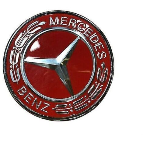 Bonnet Badge Emblème 57mm Rouge/argent Mercedes Bonnet Benz Laurel