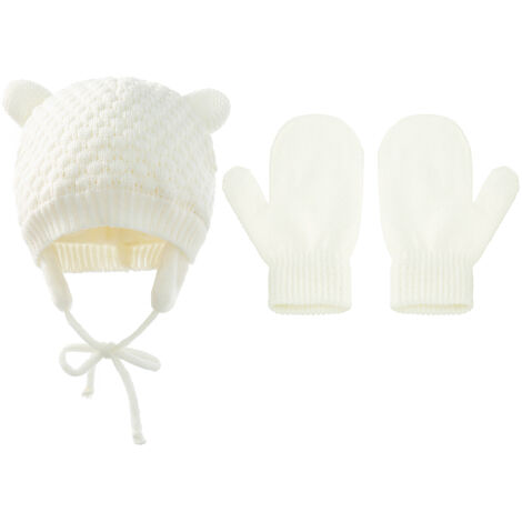 Bonnet Bébé Fille Garcon Bonnet Hiver Tricoté Chapeaux Oreillette Bebe Bonnet Enfants Chapeaux Infant Bonnet Bébé Doux Mignon Cap pour Tomber Hiver Ensemble chapeau et gants