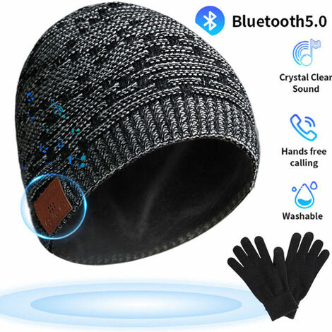Bonnet Bluetooth Cadeau Homme - Femmes Gar?ons Filles Adolescents Enfants Cadeau Adolescent V5.0 Bluetooth Chapeau d'Hiver Id��es Uniques de Gadget Cool avec Casque et Haut-Parleur chapeau + gants