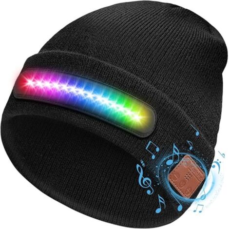Bonnet Bluetooth Homme LED Lumineux, Cadeau Homme Original Utile, Cadeau Fete des Peres, Cadeau Papa pour du Sport