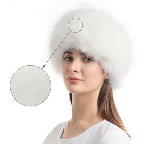 Bonnet cache-oreilles chaud épais épais pour ski d'hiver pour femme (blanc) 1 pièces