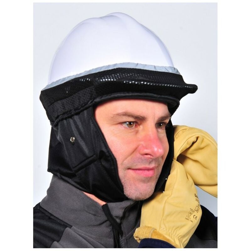 Bonnet Coiffe Anti Froid Singer pour Casque de Chantier Intérieur Polyester Polaire noir attache réglable