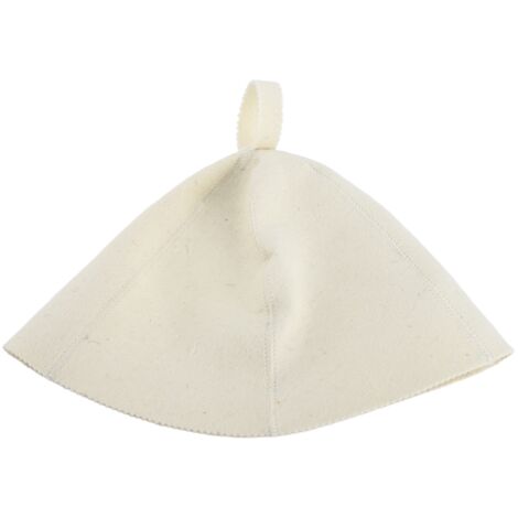 Bonnet de Bain en Feutre de Laine Beige pour Sauna Russe, avec Anneau de Suspension - Taille 33x30cm (incl. 1)