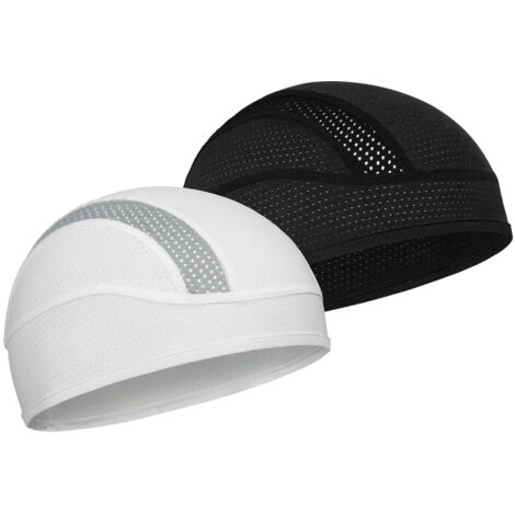 Bonnet de protection pour casque Skull Cap, bonnet de cyclisme/course à pied en maille respirante pour hommes et femmes, compatible avec les casques (noir et blanc)