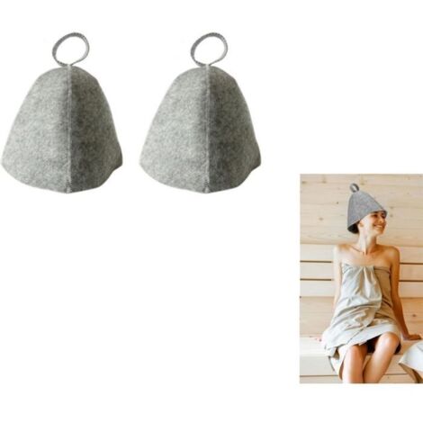 Bonnet de sauna en feutre, lot de 2, gris