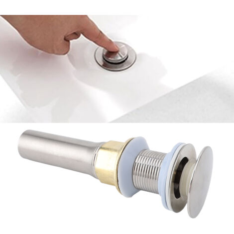 Bonnet de Vidange de Salle de Bain Robuste Design à Rebord Anti-Fuite Finition Nickel Brossé Installation Facile