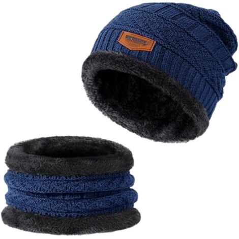 Bonnet d'hiver chaud en laine polaire rembourrée, bonnet rayé en maille, bonnet de cyclisme en coton pour le cou froid
