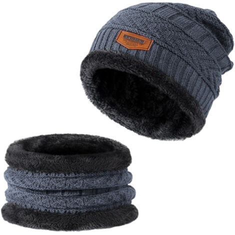 Bonnet d'hiver chaud en laine polaire rembourrée, bonnet rayé en maille, bonnet de cyclisme en coton pour le cou froid
