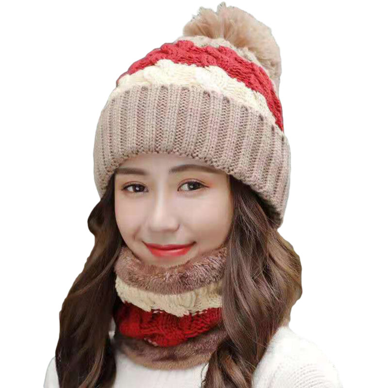 Bonnet d'hiver femme avec écharpe polaire - Ensemble bonnet à rabats et pompon, chaud et épais pour ski, cyclisme et activités extérieures