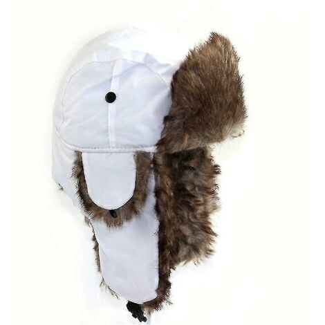 Bonnet d'hiver garder au chaud unisexe trappeur d'hiver aviateur Trooper cache-oreilles, bonnet de ski et (blanc)