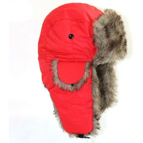 Bonnet d'hiver garder au chaud unisexe trappeur d'hiver aviateur Trooper cache-oreilles, bonnet de ski et (rouge)