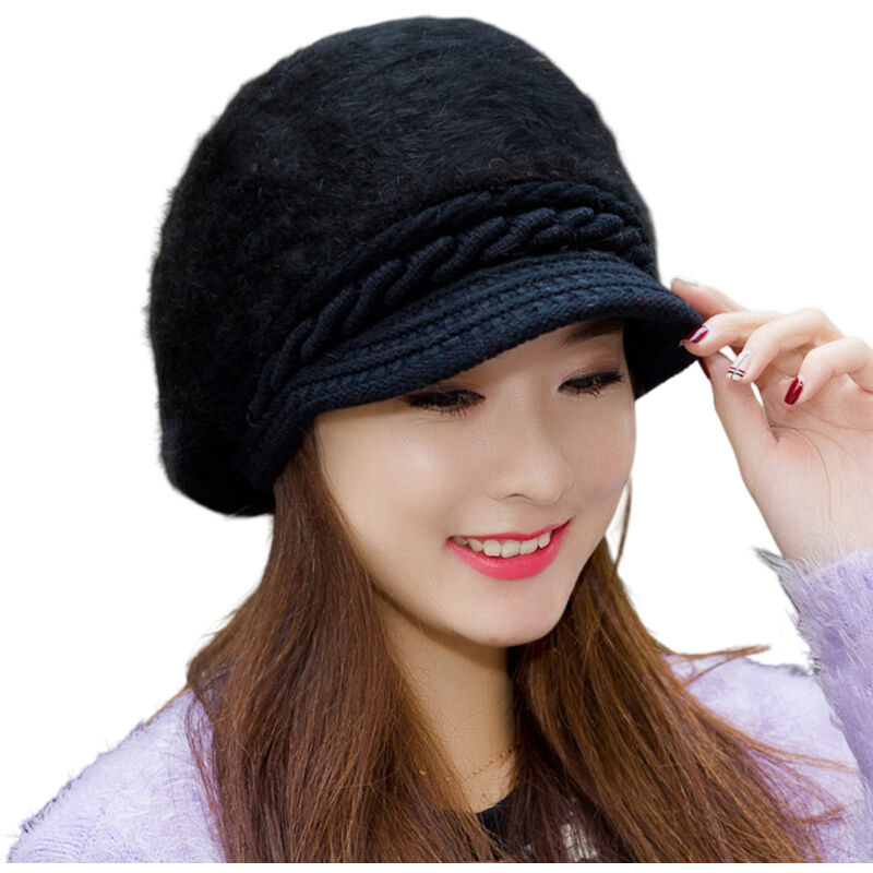 Bonnet d'hiver pour femme, bonnet tricoté pour fille, bonnet épais et chaud en maille décontractée pour l'extérieur, bonnet canard