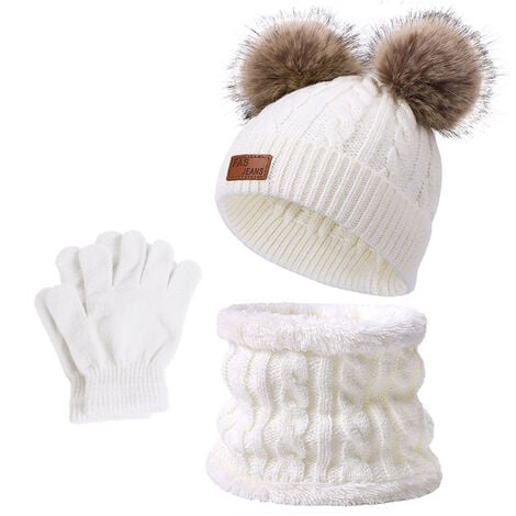 Bonnet en tricot d'hiver Bonnet cache-cou et gants en laine