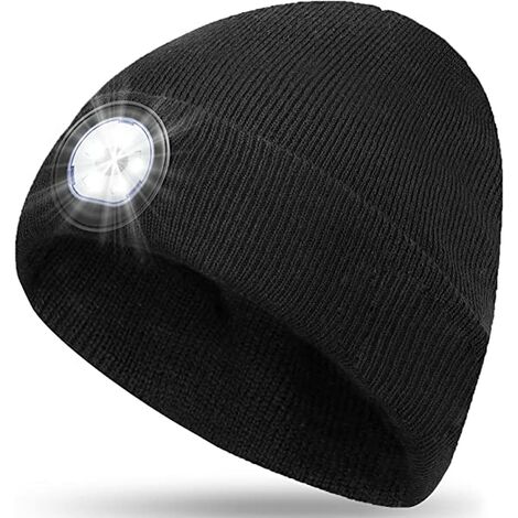 Bonnet LED Cadeau Saint Valentin Bonnet Lumineux Lampe Mains Libres Rechargeable USB Bonnet Tricoté Chaud