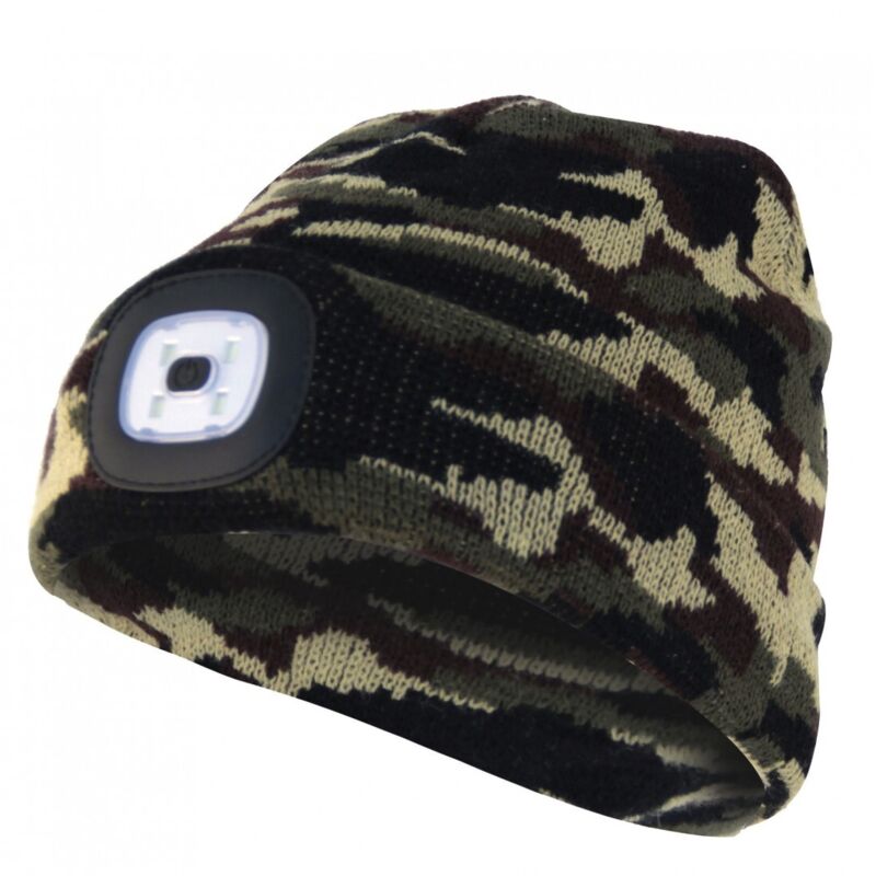 VELAMP Bonnet LIGHTHOUSE avec frontale LED rechargeable - Camouflage