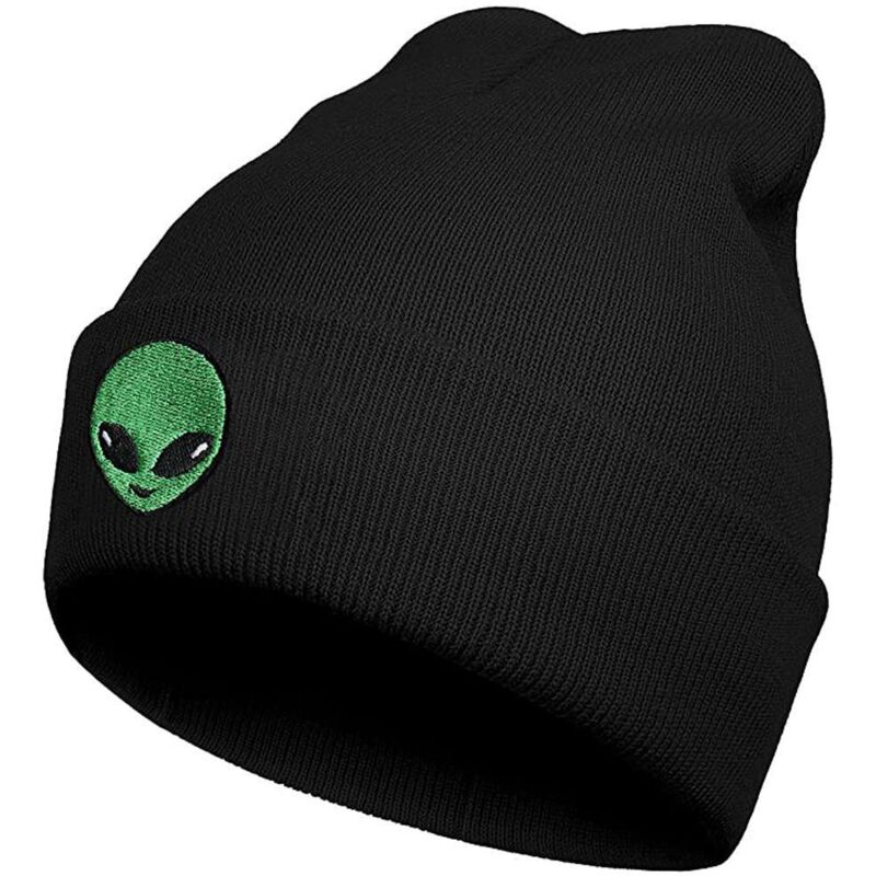 Bonnet tricoté avec broderie, chaud et extensible pour l'hiver, homme et femme, avec revers