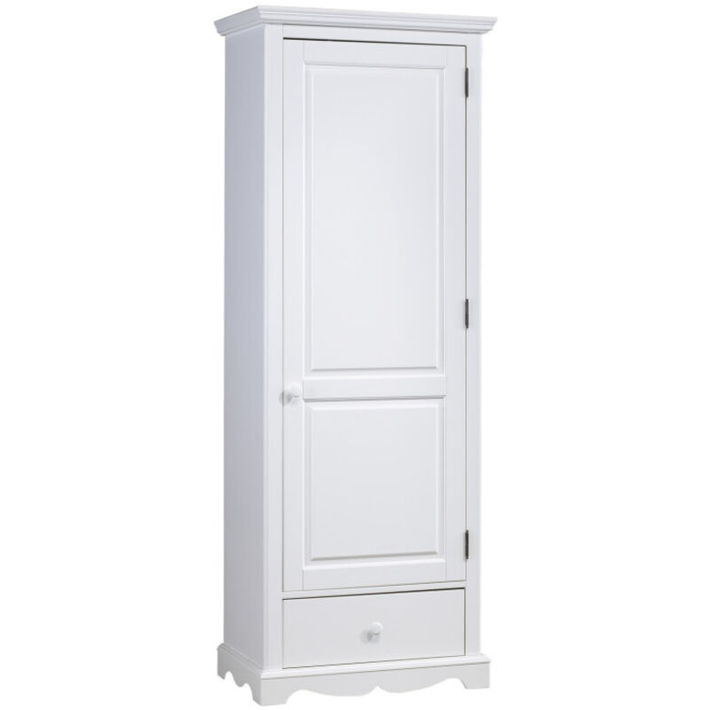 Bonnetière Blanche Style Anglais 1 Porte 1 Tiroir 4 Niches L 70 H 186 P 42 cm