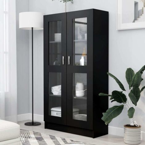 Bonnevie – Bibliothèque étagère de rangement noir 82,5x30,5x150 cm – Aggloméré avec 4 compartiments – Armoire à vitrine pour bureau et salon - BV425427