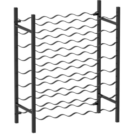 Bonnevie – Casier à bouteilles 48 bouteilles – Métal enduit de poudre noir – Dimensions 65 x 30 x 80 cm – Sur pied, assemblage requis - BV616488