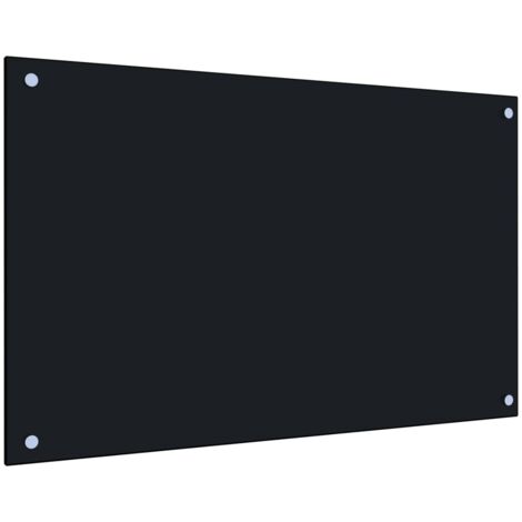 Bonnevie – Crédence de cuisine en verre trempé noir 80 x 50 cm – Protection anti-éclaboussures – Résistant à la chaleur et aux rayures – Installation facile