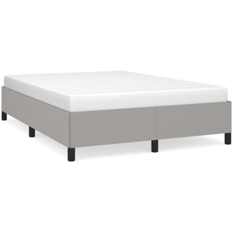 Bonnevie – Lit adulte 140x190 cm en tissu gris clair – Structure robuste avec lattes en contreplaqué – Assemblage facile – Pour matelas non inclus - OIB2058E