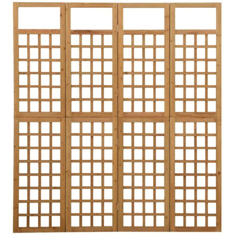 Bonnevie – Paravent cloison de séparation 4 panneaux en bois de sapin massif 161x180cm – Support pour plantes grimpantes – Rangement facile - OIB8395E