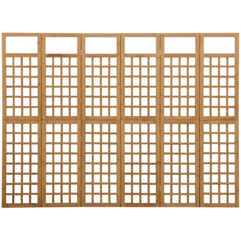 Bonnevie – Paravent en bois de sapin massif 6 panneaux 242,5x180 cm – Cloison de séparation pour balcon et terrasse – Rangement facile - OIB4353E