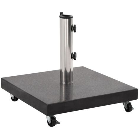 Bonnevie – Pied de parasol en granit 30 kg – Base carrée noire avec roulettes – Adaptateur pour mâts 38/48 mm – 45 x 45 x 5 cm - BV548883