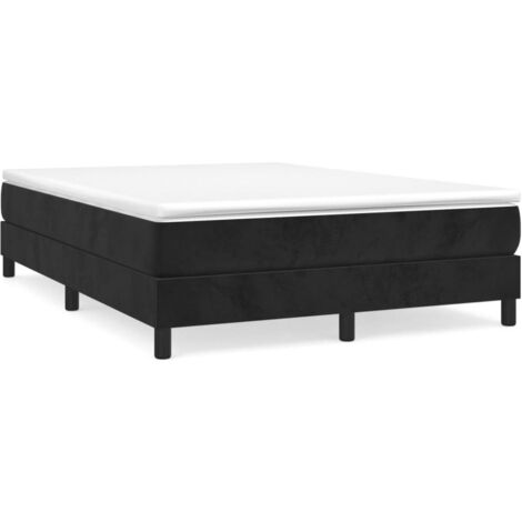 Bonnevie – Sommier tapissier 140x190 cm en velours noir – Lattes en contreplaqué pour répartition du poids – Cadre robuste pour matelas - OIB8130E