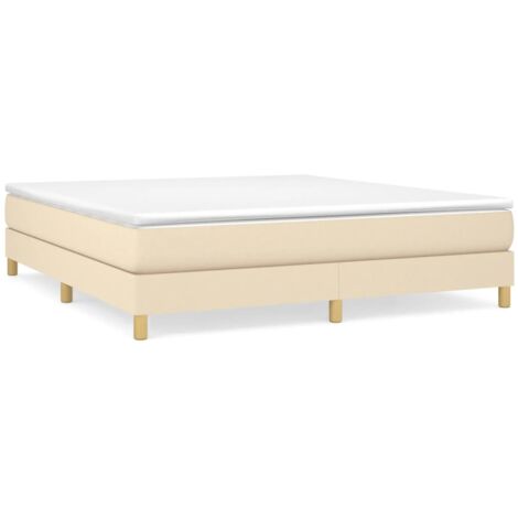 Bonnevie – Sommier tapissier 160x200 cm en tissu crème – Lattes en contreplaqué pour soutien optimal – Dimensions totales 203x160x25 cm - OIB2645E