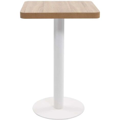 Bonnevie – Table haute d'appoint marron clair 50x50 cm – MDF avec motif bois – Pied en acier – Pour 2 personnes – Assemblage requis - BV152068