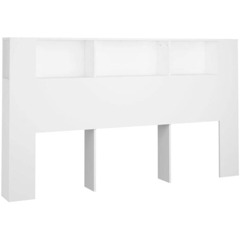Bonnevie – Tête de lit en bois d'ingénierie blanc 180x18,5x104,5 cm – Résistance à l'humidité – 3 compartiments de rangement - OIB5354E