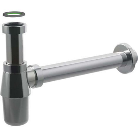 Bonomini - Sifone a bottiglia 11/4 in ottone con ghiere e tubo inox