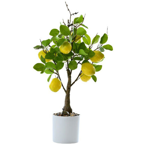 Bonsái de limón artificial en maceta decorativa de plástico para interiores, planta verde de fácil cuidado, 1 unidad.