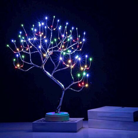 Bonsaï de table 19,7" avec 108 LED de guirlandes lumineuses en fil de cuivre, lampe d'arbre artificiel bricolage, alimenté par batterie/USB, pour chambre à coucher, bureau, fête de Noël, décoration d'